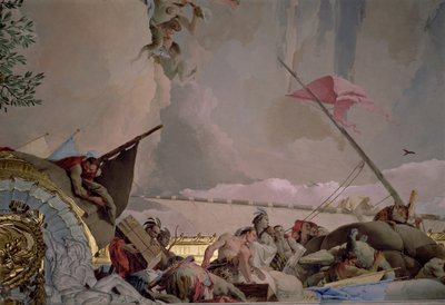 Amerika, Detail aus Der Ruhm Spaniens II, von der Decke des Thronsaals, 1764 von Giovanni Battista Tiepolo